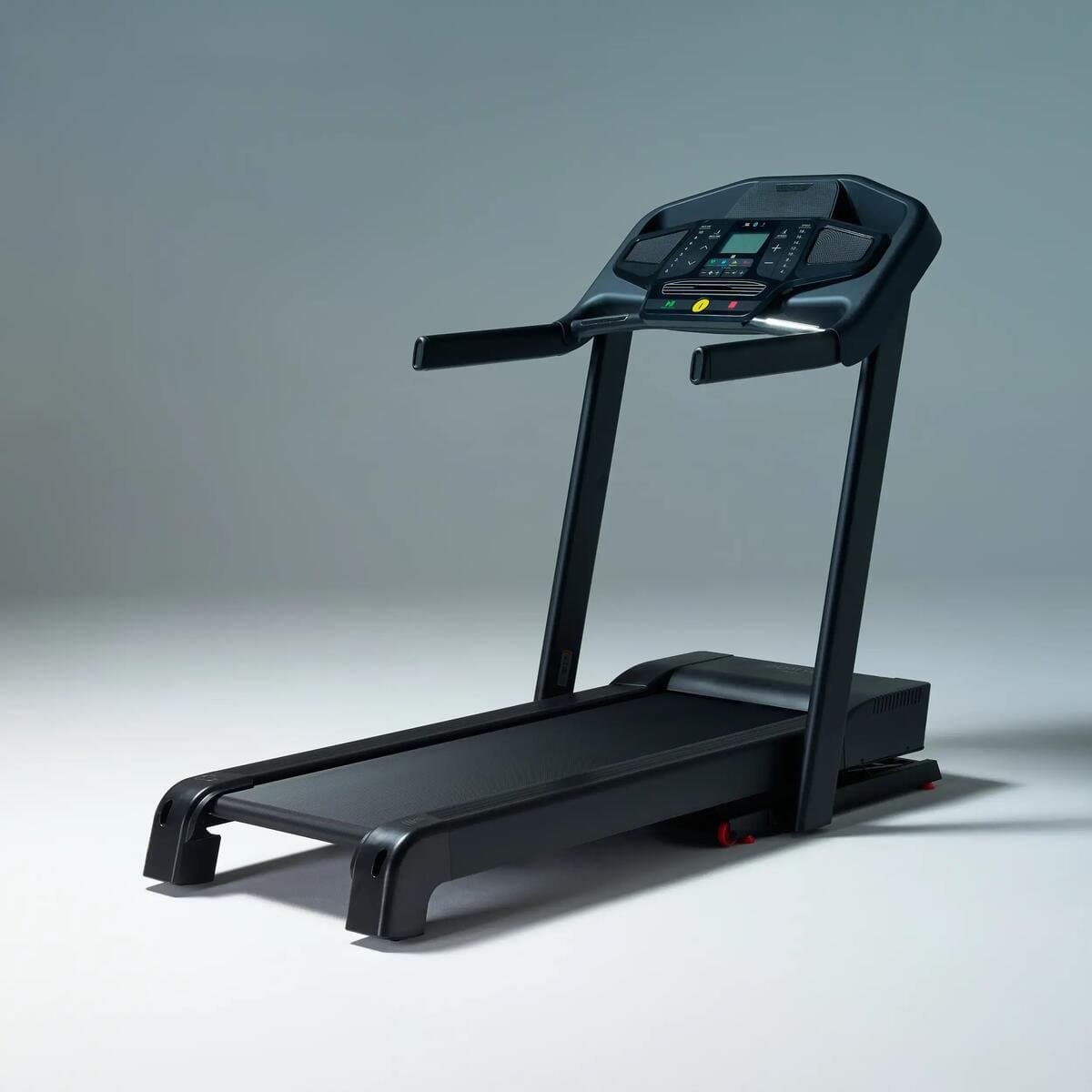 Tapis de course pliable et inclinable - DOMYOS T900D, 18 km/h, Surface 143 × 50 cm, 32 programmes, Compatible Kinomap, Ventilateur intégré